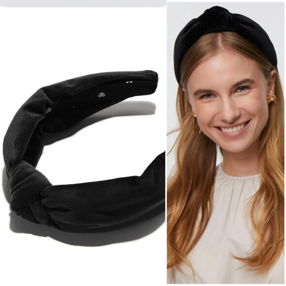 Lele Sadoughi Jet Black Velvet Knotted Headband MINT